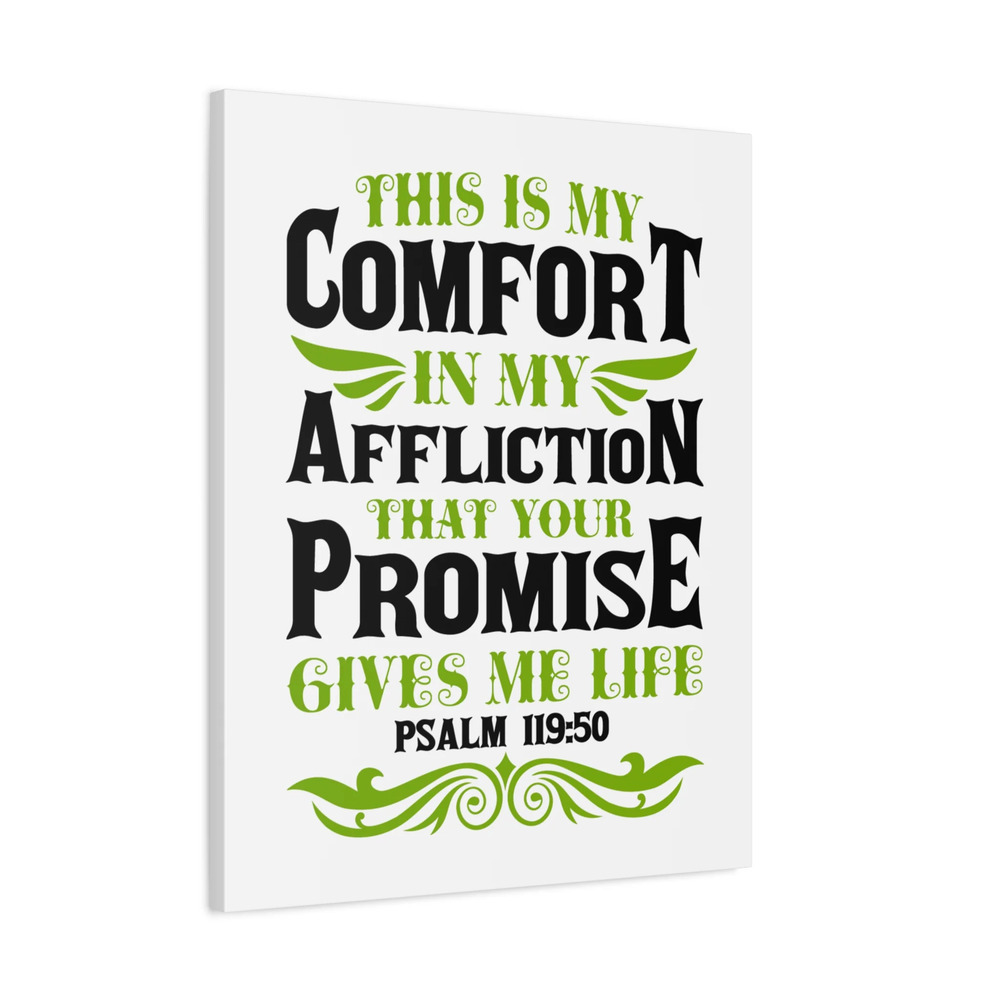 Scripture Canvas Gives Me Life Psalm 119:50 Christian Wall Art Ready to Hang